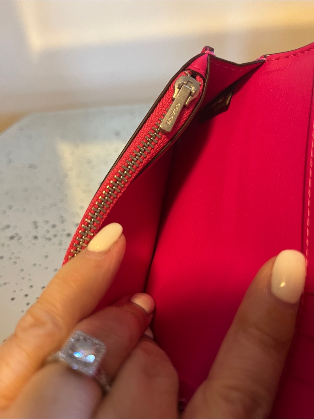 NWOT Coach Hot Pink Leather Slim Card Case with Silver C Logo - Picture 5 of 5